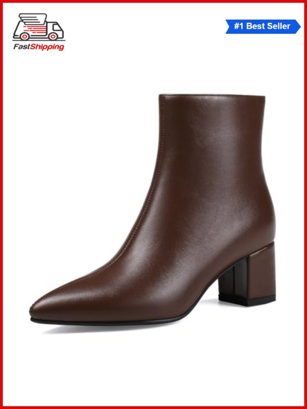 Women's Pointed Toe Ankle Boot Chunky Block Low Heel Booties